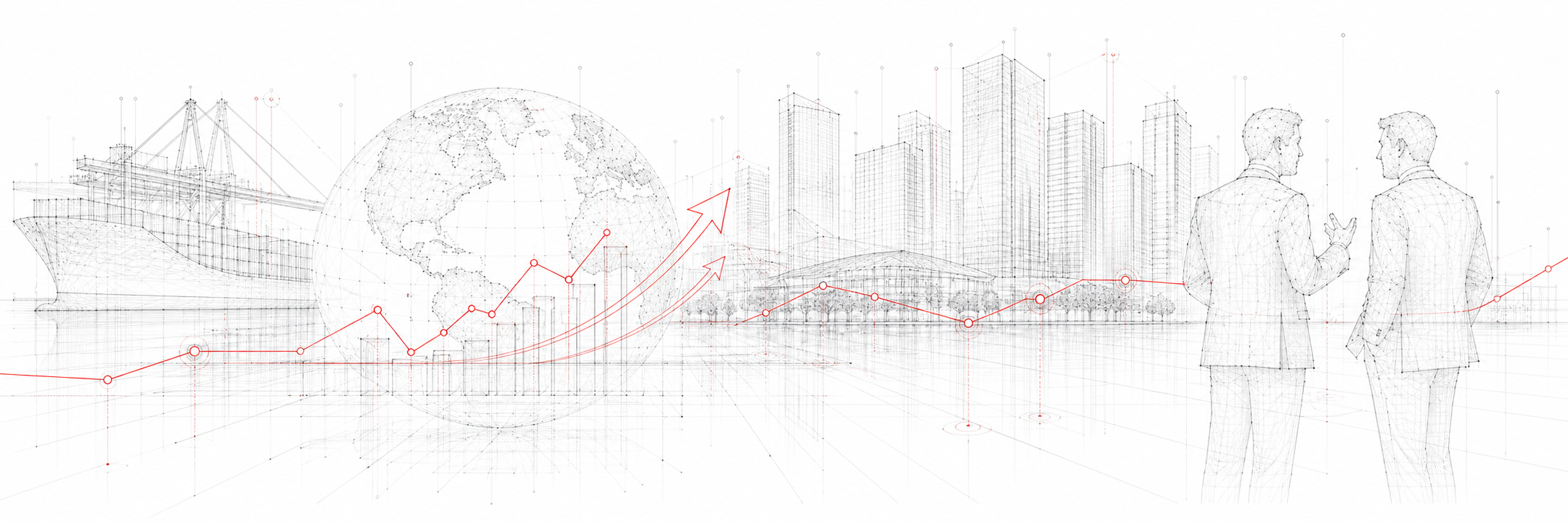 Illustration of international markets and business connections